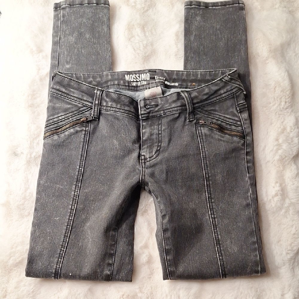 Mossimo Supply Co. Gray Skinny Jeans with Faded Look